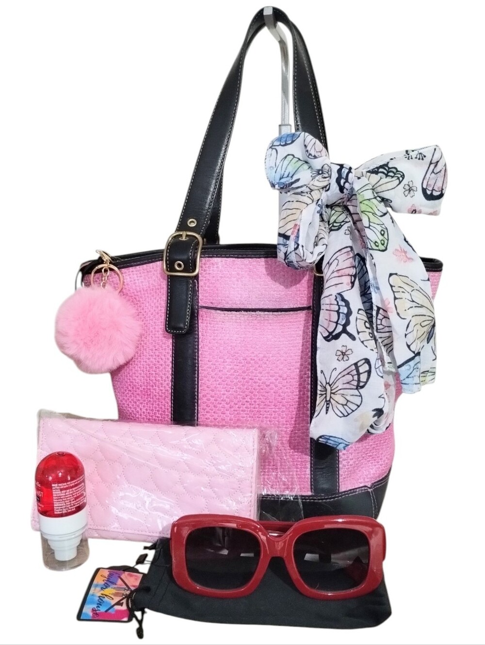 Coach Cabana  Straw Woven Style #8908 In Pink Ombre "Color Me Pink"🩷 Bundle